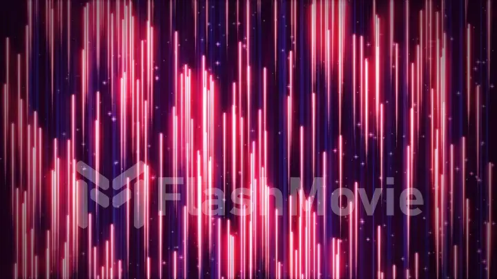 3d illustration retro red blue background of neon rays falling downwards