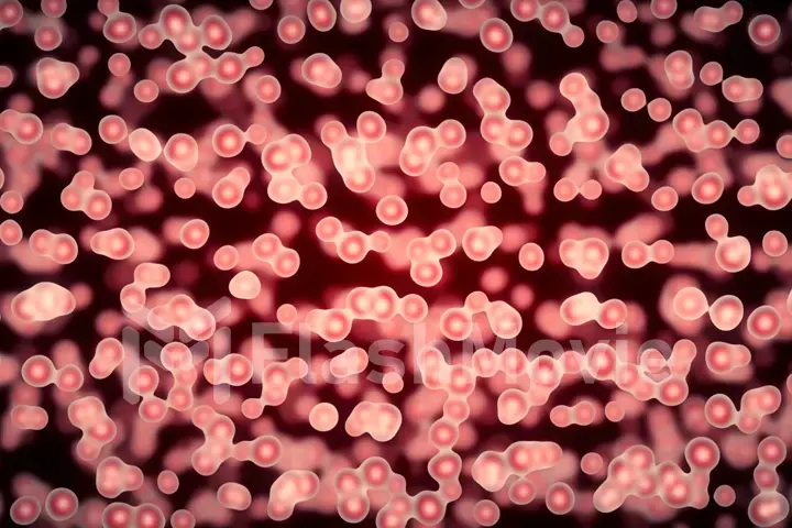 Microbiology background A motion of viruses or bacteria magnified by microscope 3d illustration