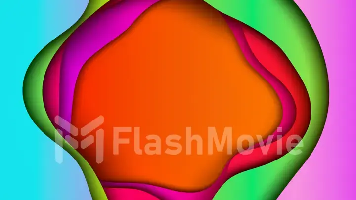 Abstract colorful background with multiple layers of wave surface with different gradients. Copy space. Childrens background. 3d illustration