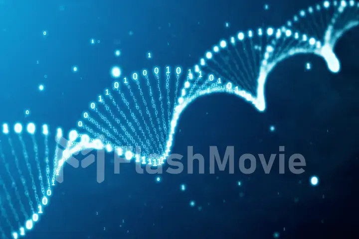 DNA rotation from hexadecimal code 3d illustration