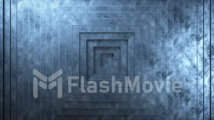 Abstract squares pattern with offset effect. Animation of clean scratched metal texture squares. Abstract background for business presentation. 3d illustration
