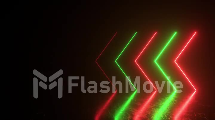 Flashing bright neon arrows light up