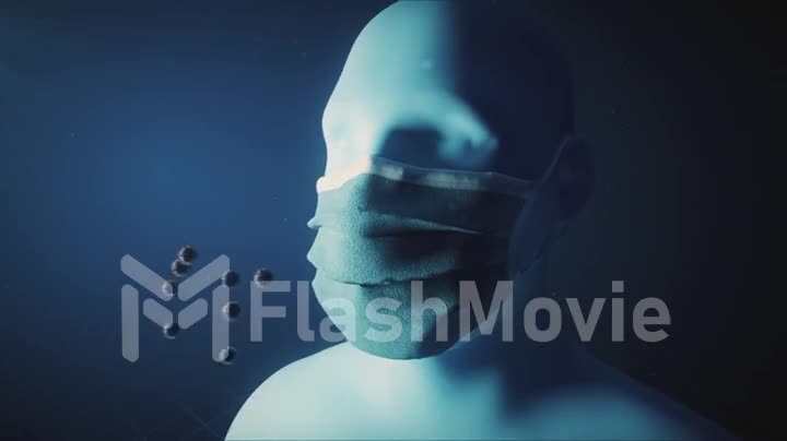 Medical concept animation showing the importance of wearing medical masks. Protective equipment against covid-19 and other respiratory diseases. 3d render
