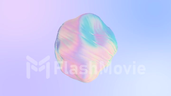 3D animation of an abstract smooth liquid shape. Holographic fabric ball with ripple and swirl. 4k seamless loop 3D animation.