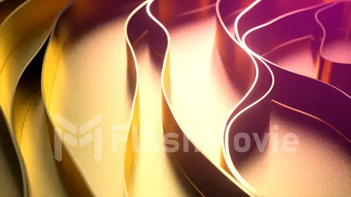 Gold wave background. Gold stripes on a gold surface. Organic gold texture. 3d illustration