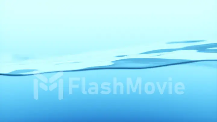Beautiful water surface. Light blue color. Abstract background with animation waving of waterline. 3d illustration