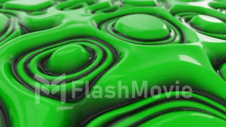 Abstract wavy dynamic surface. Green black abstract liquid background with ripple wave. Motion design template. 3d illustration