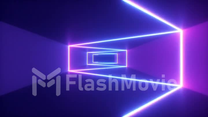 Abstract flying in futuristic corridor