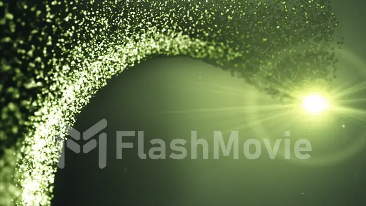 Abstract glowing dots, in a space with a bright flash