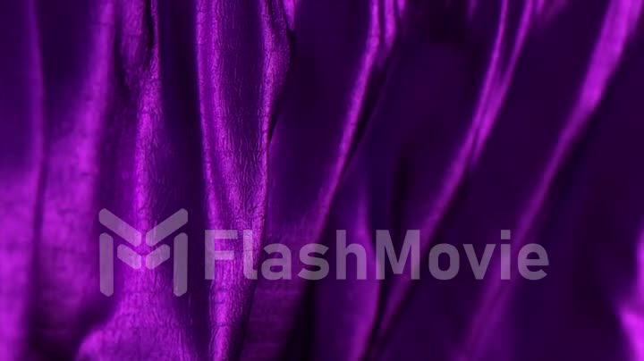 Folds of violet fabric sway in the wind. Texture. Close-up. 3d animation