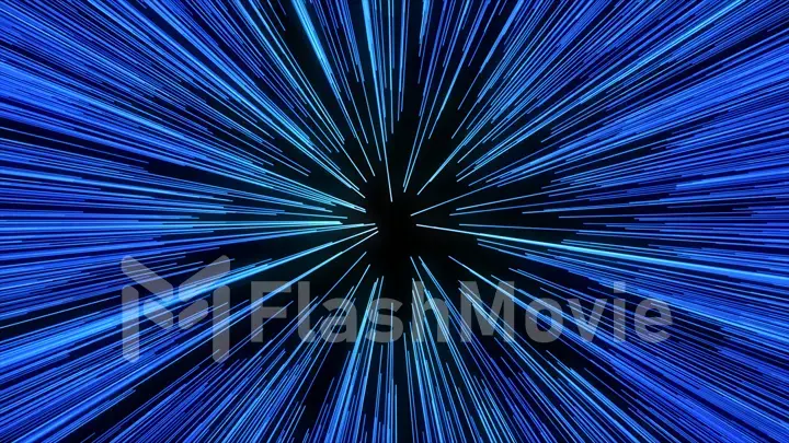 Abstract of warp or hyperspace motion in blue star trail. Exploding and expanding movement