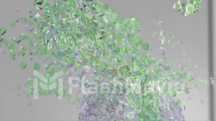 A whirlwind of transparent and colored water bubbles. Whirlpool. Bubbles. Water flow. Green. Slow action. 3d animation