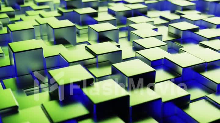 Abstract blue green metallic background from cubes