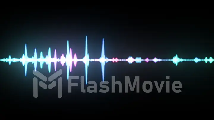 Multicolor waveform spectrum, imagination of voice record, artificial intelligence, 3d illustration