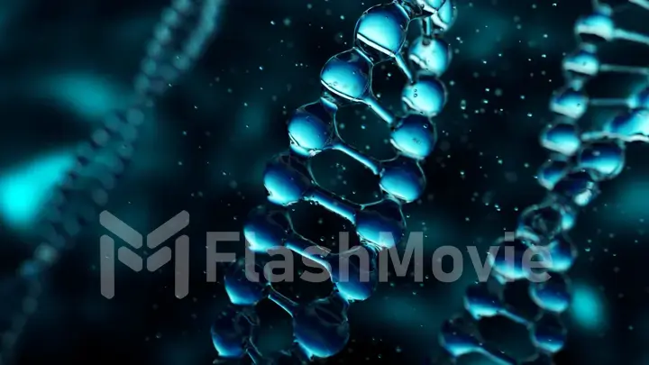 DNA molecule in water on dark background. 3d illustration