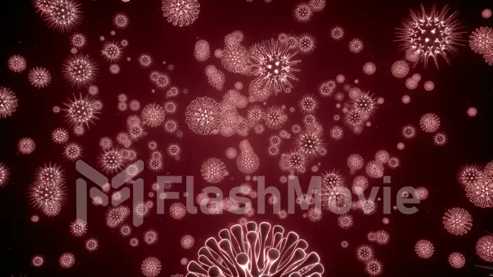 Pathogen outbreak of bacterium and virus, disease causing microorganisms like the Coronavirus - 3d illustration