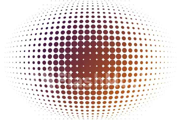 Orange purple spherical gradient from halftone with copy space