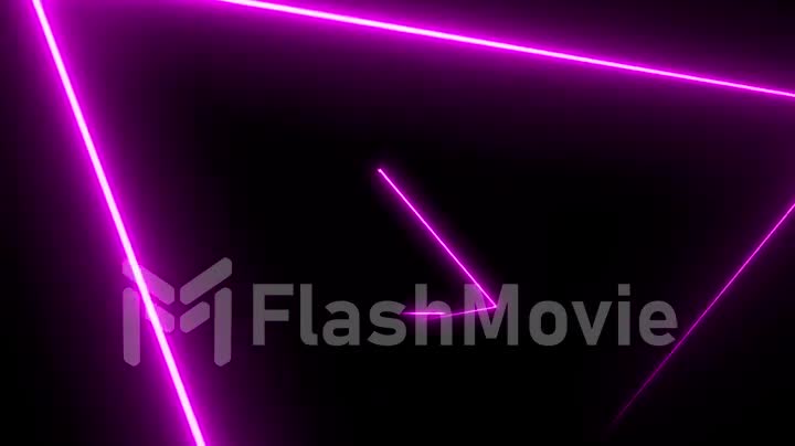 Seamless loop abstract background with purple neon triangles
