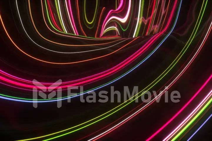 3d illustration abstract topographic animation background, fluorescent ultraviolet light, glowing neon lines, move inside, red spectrum, modern colorful illumination
