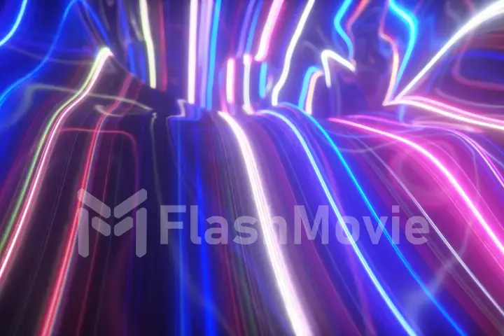 Abstract colorful background of topographic map concept. Wavy backdrop. Space surface. magic neon light curved swirl line. Modern light spectrum 3d illustration