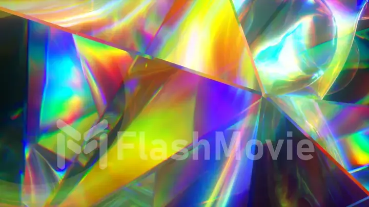 The light passes through the facets of a slowly rotating diamond and creates repetitive sparkling highlights and bright rainbow colors. Rainbow dispersion of light. 3d illustration