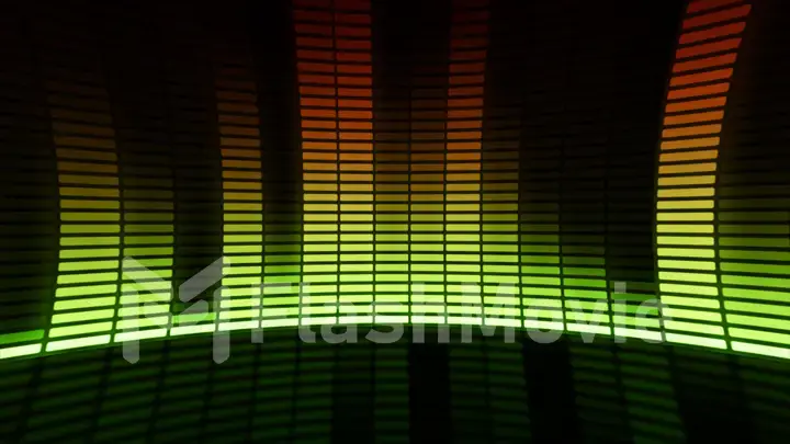 Eq, equalizer scale with reflection and chart, 3d on dark background