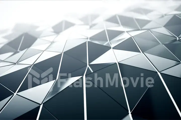 Abstract modern technology background of waving smooth polygonal surface from glass, chrome or plastic with fog. Beautiful technological backdrop. 3d illustration