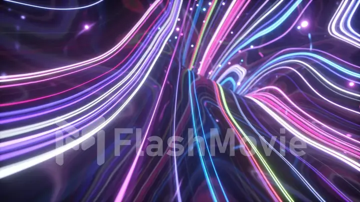 3d illustration, abstract topographic animation background, fluorescent ultraviolet light, glowing neon lines, move inside, blue pink spectrum, modern colorful illumination