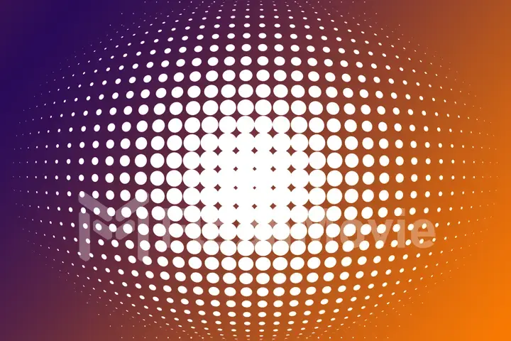 Orange purple spherical gradient from halftone with copy space