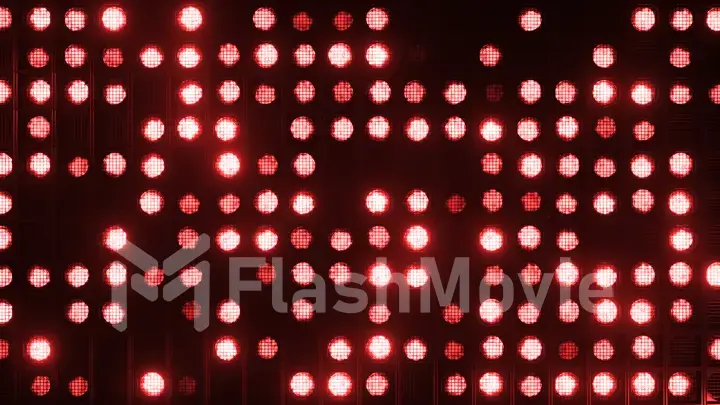 Flashing wall lights. Flashing lights Lanterns for clubs and discos. Matrix beam headlights. Nightclub halogen lamp. 3d illustration. Red light