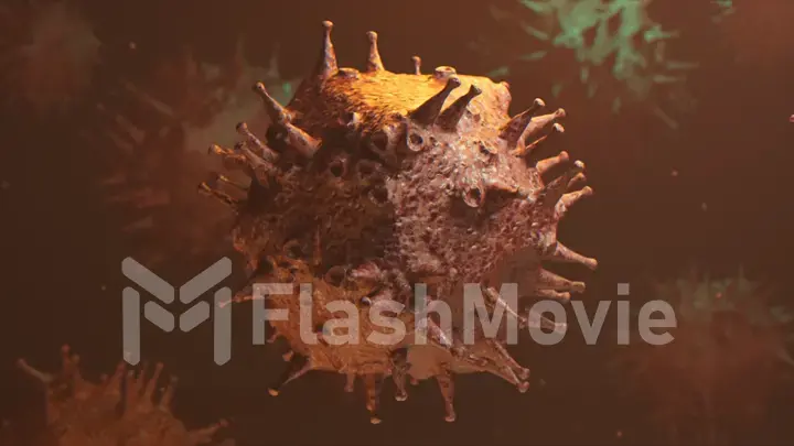 Healthcare concept. Virus cell. Viral infection Coronavirus. Pathogenic cells. Pandemic. 3d illustration