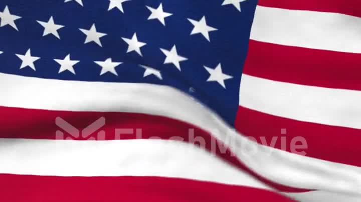 Seamless 3d animation of the American flag waving in the wind