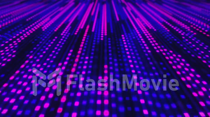 Abstract background of glowing neon squares in retro style
