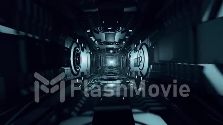 Seamless flight in an abstract metal futuristic corridor