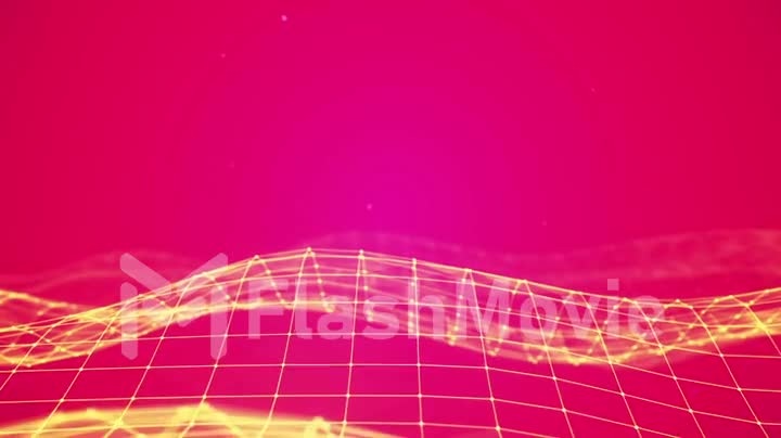 Abstract polygonal space low poly Bright pink color background with connecting dots and lines