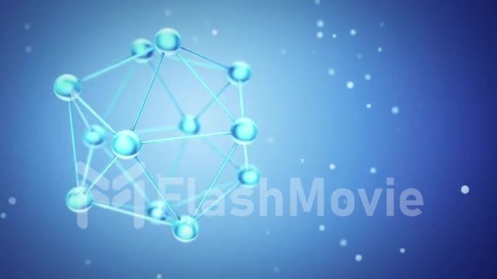 Animation rotation of the atom molecule model from crystal glass