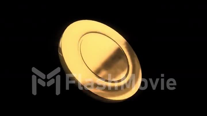 Rotation of shining golden chips on black isolated background
