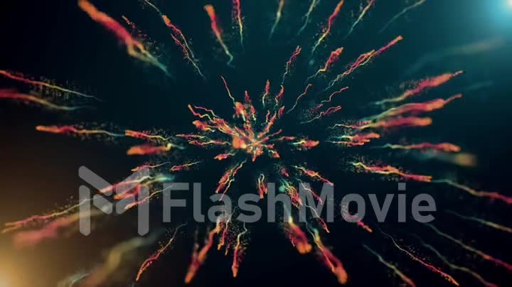 Cg animation of color powder explosion on black background
