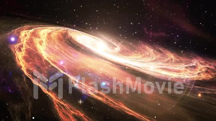 Rotating spiral galaxy with stars in outer space