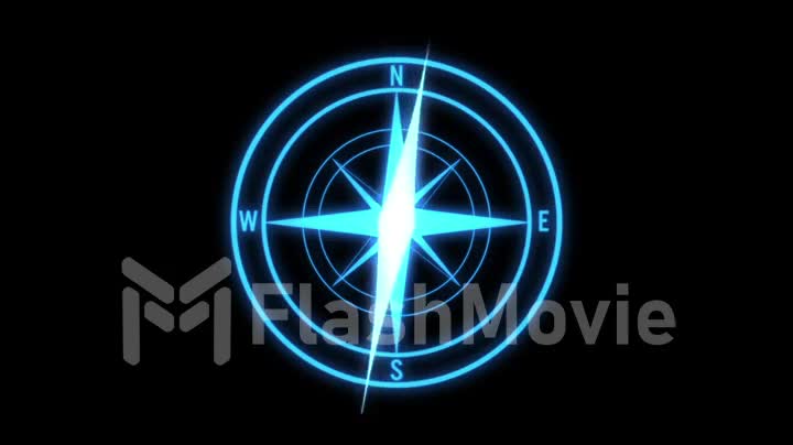 Futuristic glowing obsessed compass on a dark background