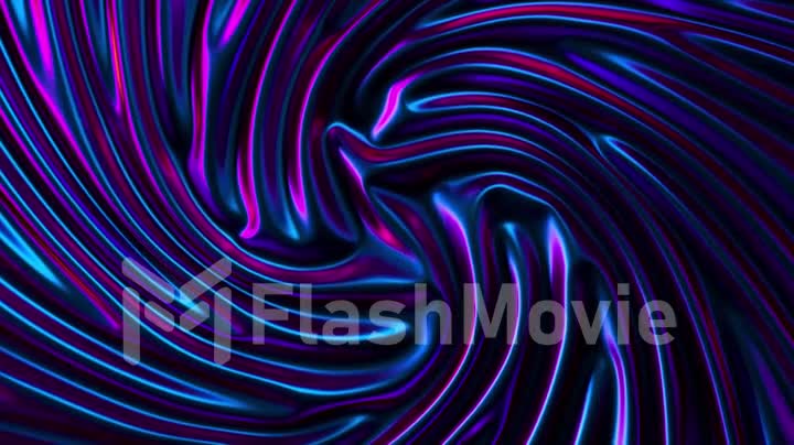 Liquid metallic blue surface swirls in the center. Creases and ripples on a glossy surface. Abstract background.