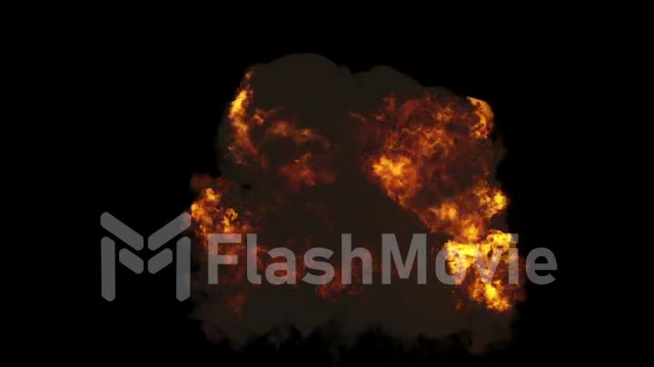 Realistic explosion of fire with smoke on a black background