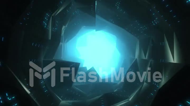 Flight in abstract futuristic tunnel, 3d animation