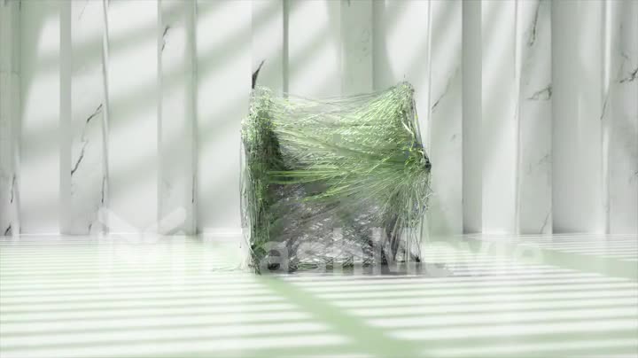 Human figures from a transparent plastic web are entangled and are trying to free themselves. Struggle. 3d animation