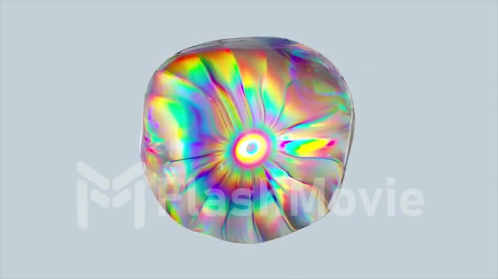 Abstract animation of a transparent sphere in the process of transformation. Light refraction. Prism effect. Dispersion