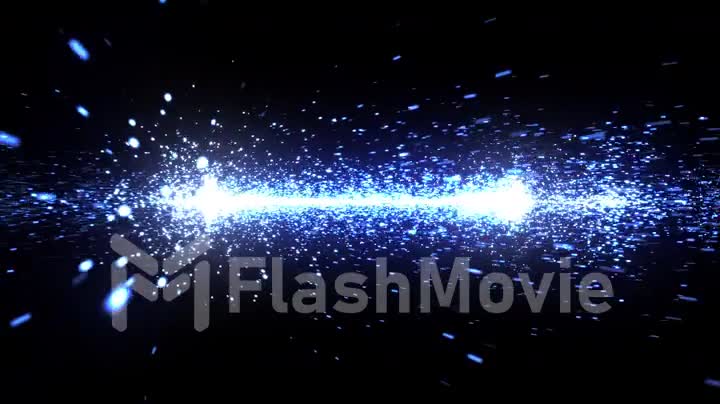 Seamless animation of blue sparks flying into the camera