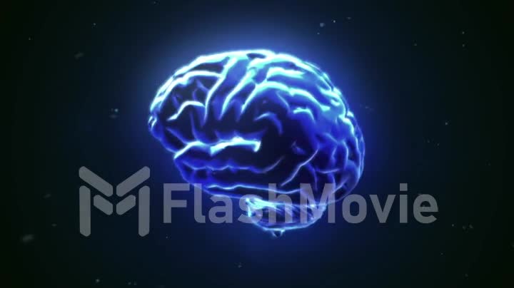 Big strong brain pulsing in blue