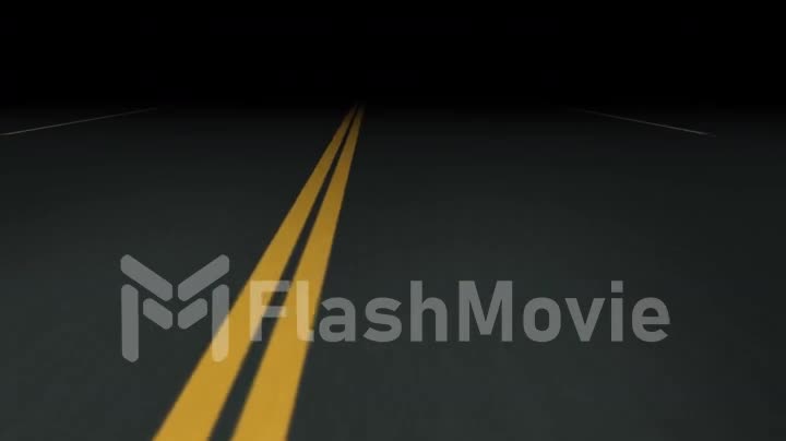 Endless seamless night asphalt road with double dividing strip