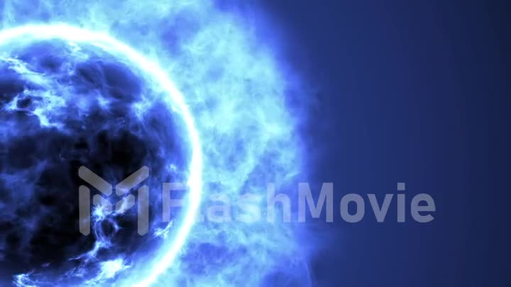 Futuristic abstract blue sun in space with flares. Great futuristic background