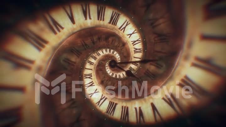 The rotation of the spiral clock of the Roman numerals abstract seamless animation